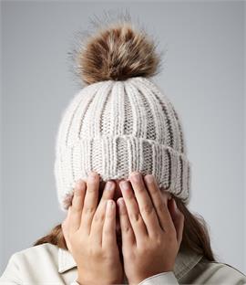 Beechfield Junior Fur Pom Pom Chunky Beanie